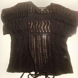 NWOT Banana Republic Black Sweater Women’s Linen Blend Short Sleeve SZ M